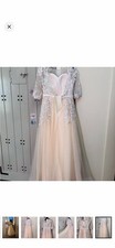 Ivory/Champagne Lace V-Neck Half Sleeve A-Line Tulle Full-Length Dress