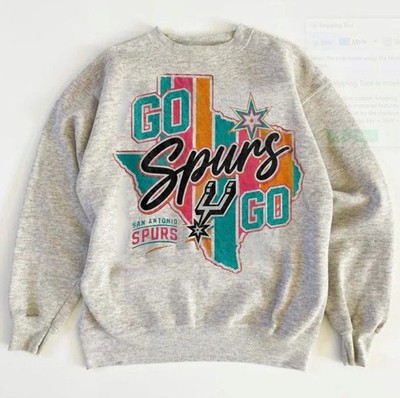 Go Spurs Go San Antonio Basketball ash color crewneck sweatshirt reprint VK13294