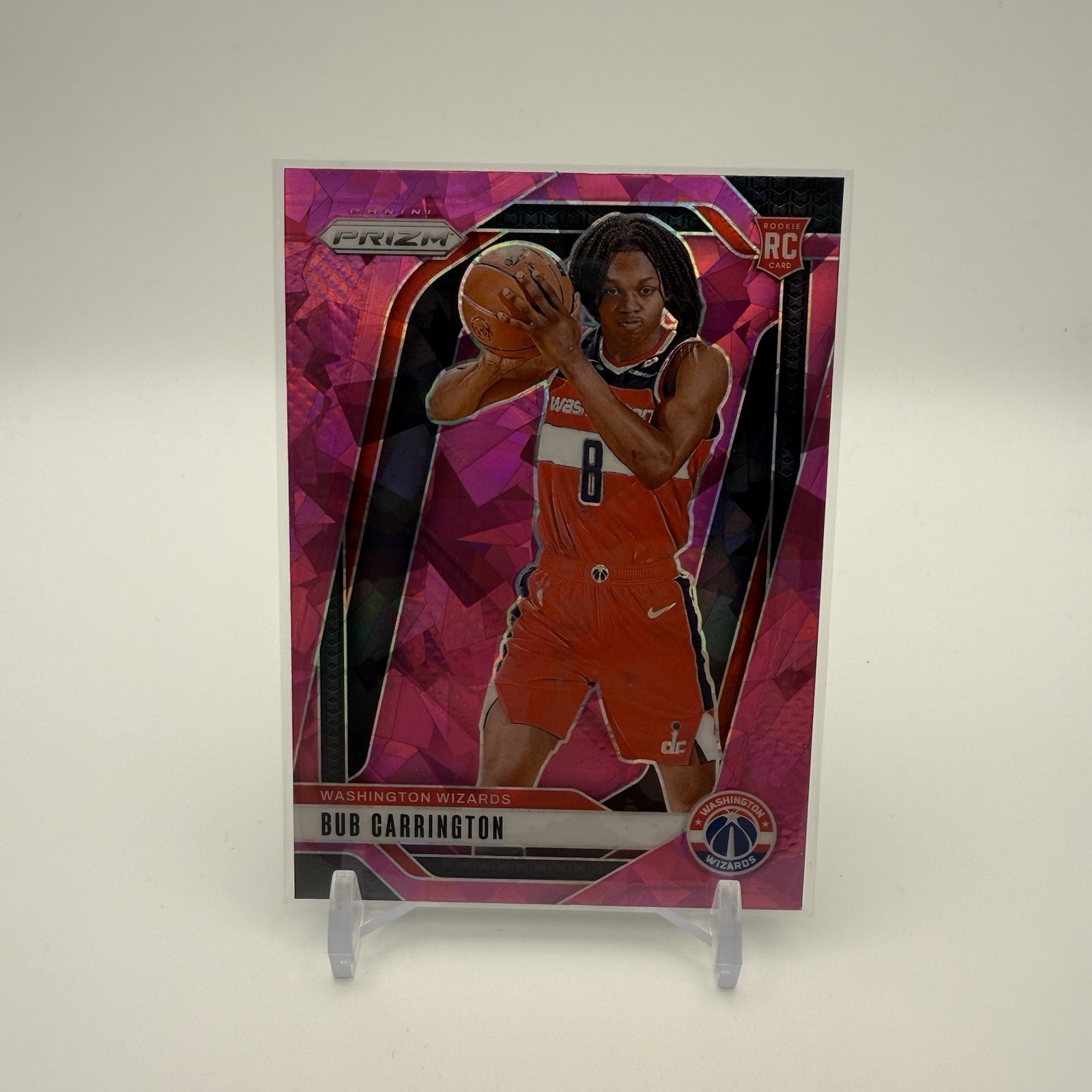2024-25 Panini Prizm - Bub Carrington #244 Pink Ice Prizm (RC) - Wizards Rookie
