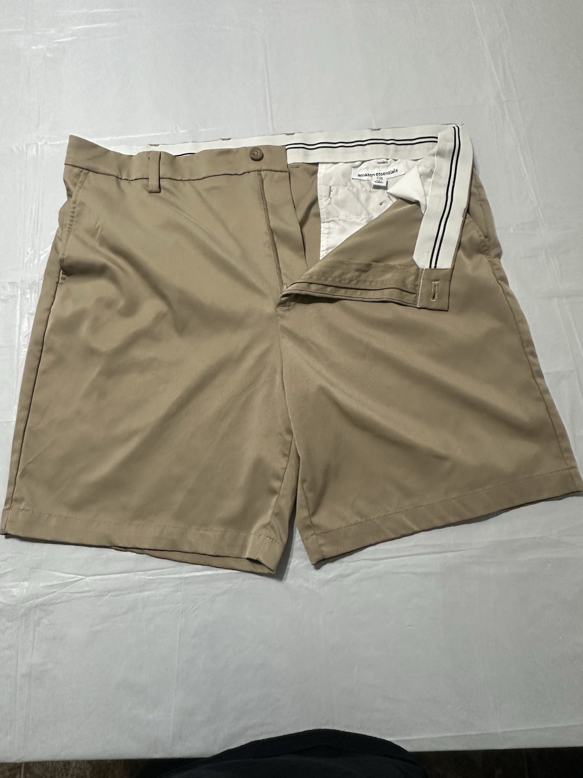 Amazon Essentials Men's Beige Flat Front Shorts C… - image 2