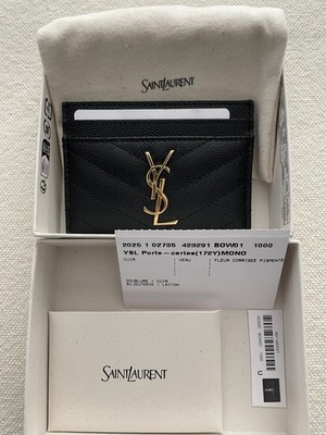 380$ YSL Cassandre Matelasse Card Case in Grain De Powder Leather Gold Hardware.