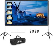 EMART Projector Screen with Stand 100 Inch Portable Indoor Outdoor 16:9 4K HD