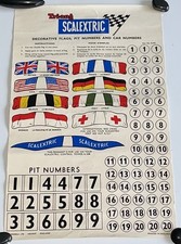 VINTAGE 60s TRIANG MINIMODELS SCALEXTRIC DECORATIVE FLAGS PIT CAR NUMBERS SHEET