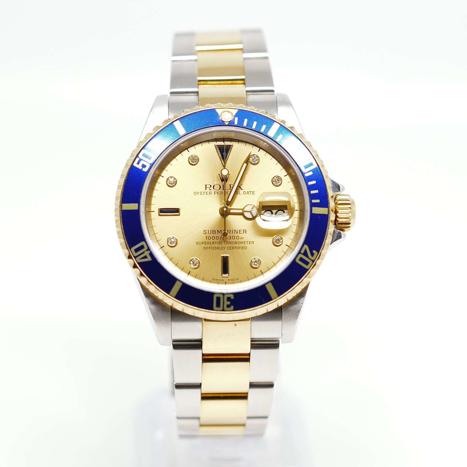 Rolex Submariner Date 16613 Serti Diamond Dial Champagne Box and Papers 2004