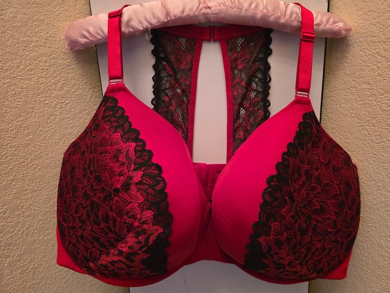 Lane Bryant Cacique  Balconette Bra 46H Underwire Red Black Lace Sexy