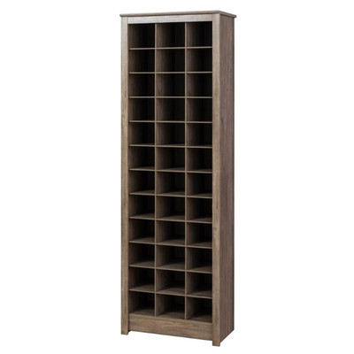 Prepac Space-Saving Engineered Wood Shoe Storage Cabinet in Drifted Gray