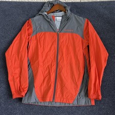 Columbia Youth Large 14/16 Orange Gray Hooded Full Zip Windbreaker Lightweight