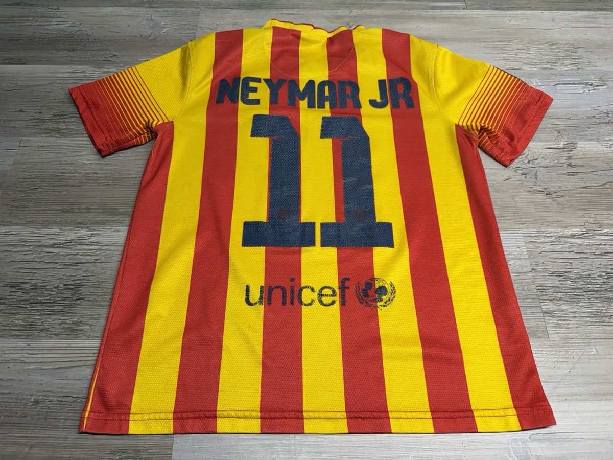 FCB Barcelona Neymar Jr #11 Mens Size S Red Yellow Soccer Jersey