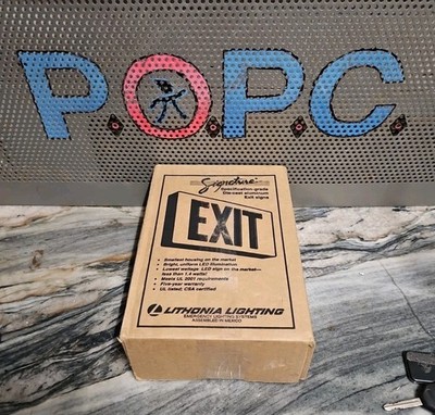 Lithonia Lighting Exit Sign LE S B 1 G EL N SD,  CSA Cert, Green LED W/Bat BU