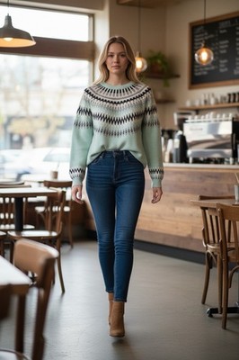 LOFT NORDIC, FAIR ISLE STYLE SHADES OF GREEN SWEATER SIZE XXL