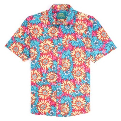 Loud Originals Herren Regular Fit Kurzarm Hemd Floral Abstrakt Party