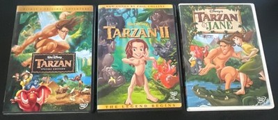 3 Disney TARZAN DVD lot: 1 & 2 - I & II and TARZAN & JANE