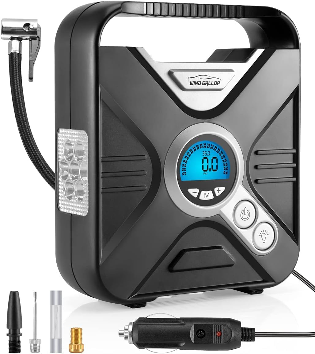 WindGallop Car Tyre Pump Tyre Inflator Air Compressor 12V Electric Car Air Pump
