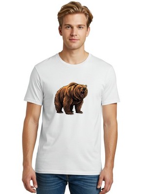 Grizzly-Bear-7 Mens Graphic Tee, 100% Cotton, Casual Summer Wear