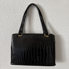 Vintage Genuine Crocodile Purse Alligator Handbag Gold Hardware 1950s - 1960s
