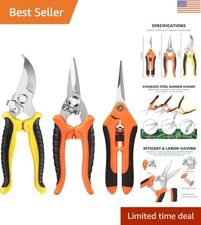 Comfortable Garden Pruners – 3-Pack Stainless Steel Clippers for All Plants