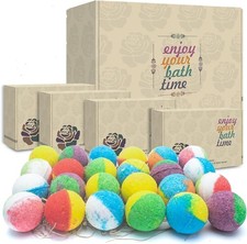 Organic Bath Bombs Set, 24 Handmade Fizzies Rich in ential