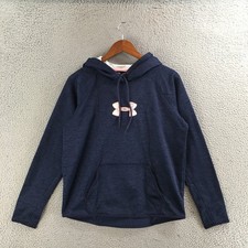 Under Armour Hoodie Womens M Long Sleeve ColdGear Pullover Logo Pocket Navy