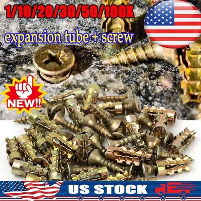 Cabinet Hinge Repair Screws 6×14mm, 10/20/30/50/100 Sets Expansion Fasteners US