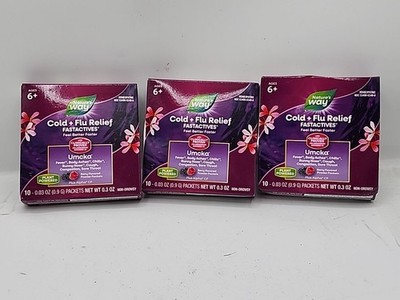 Nature's Way Cold + Flu Relief 3 pack Berry Flavored 10 packets each  Exp 2/27