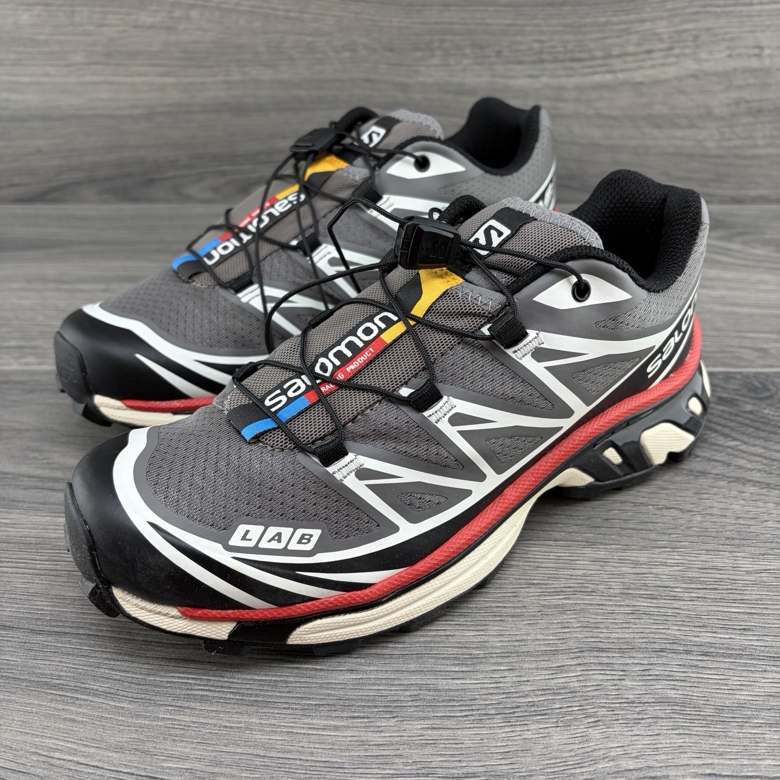Salomon XT 6 Women's Sneakers Size 5.5 - Pewter Black Red White image 8