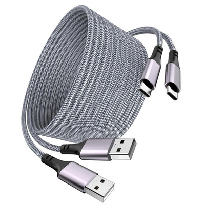 Extra Long USB C Charger Cable 16FT 2Pack,3.1A Braided PS5 Controller Charging C