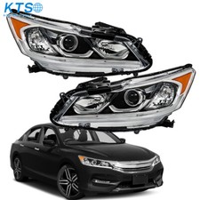For Honda Accord Sedan 4Dr 2016-2017 LED DRL Halogen Headlight Chrome Left+Right