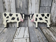 Vintage Cow Plaques Decor Wall Art Plastic 1980’s made in USA Set Of 2
