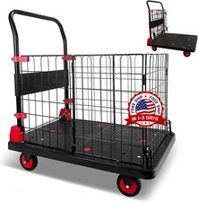 Carrito De Acero Carga Plegable Con Ruedas Plataforma 440LB Para Trabajar NEW US