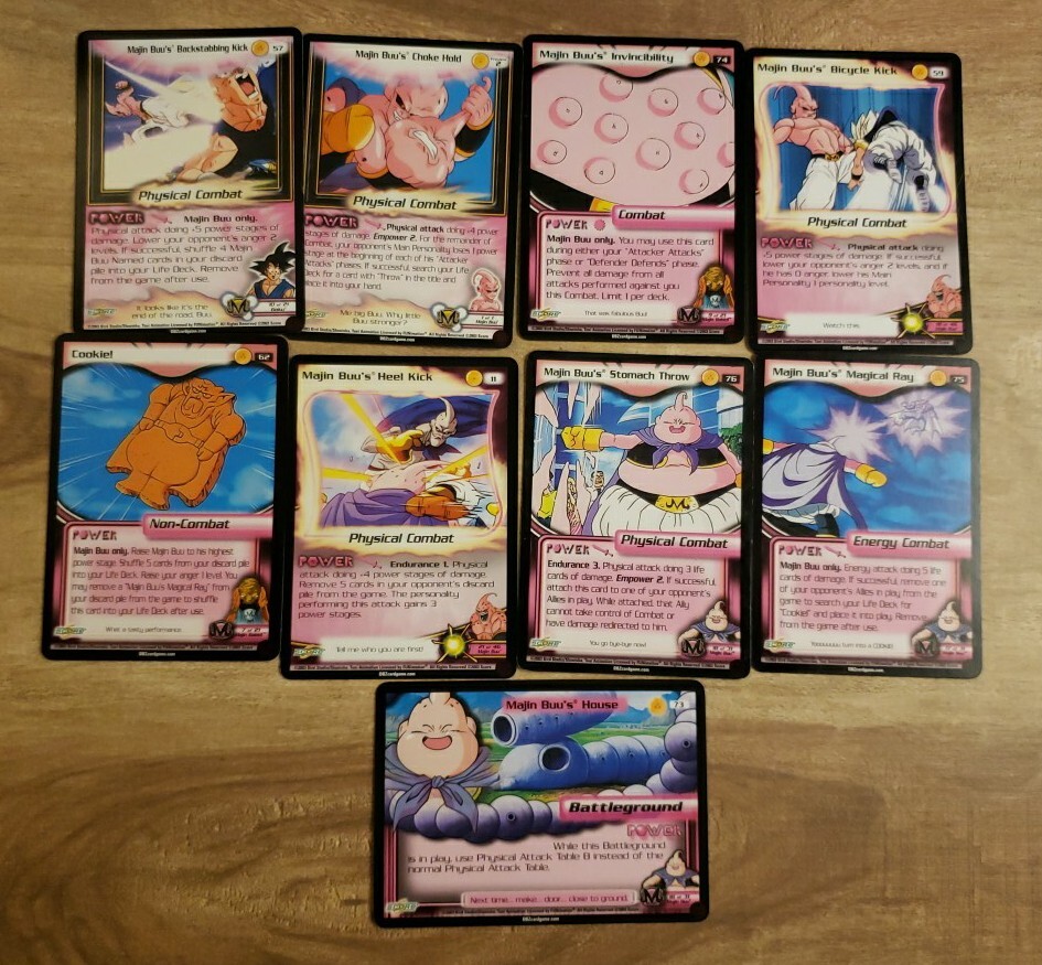 DBZ.!! 2003. Lote de 9 cartas "Magin Buu's". Campo de batalla, energía, físico, no/...