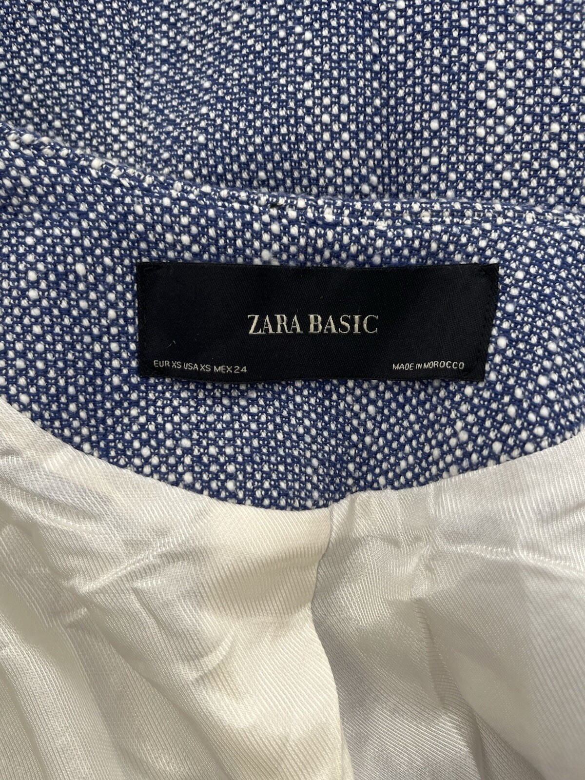 Zara Basic Blue Cotton Jacket Size S Collarless Z… - image 10