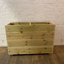 Large Twin Tall Garden Wooden Decking Patio Planter Trough Herb Garden 63cm T