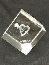 I Love You Laser Carved 3D Holographic Paper Weight Corner Base 1-1/2&rdquo; Sides