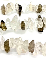 Natural Smokey/Crystal Quartz MIXED MATTE Nuggets Approx. 15x9mm 16in. Strands