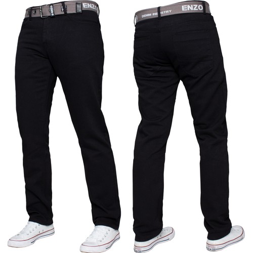 Enzo Mens Designer Jeans Regular Fit Denim Pants Big Tall All Waist