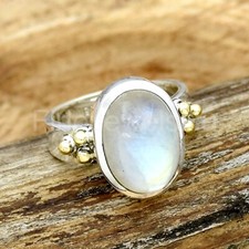Moonstone Silver Ring, Handmade Ring, Women Ring Two Tone Ring, Christmas Gift