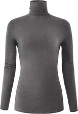 Women's Lightweight Long Sleeve Turtleneck Pullover Top Slim Fit Soft Casual Lay