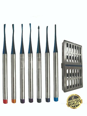 PDL Luxating Root Elevators Micro Serrated Tip Set of 7 Pcs with Cassette