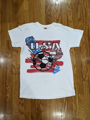 Rare Vintage Nike TEAM USA Soccer  T Shirt Grey Tag Made in USA  Olympics 