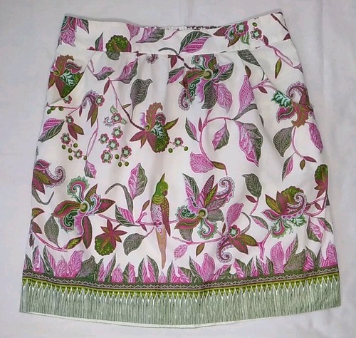 Edme & Esyllte Anthropologie Poinciana Skirt M Womens Floral Bird Pockets Lined