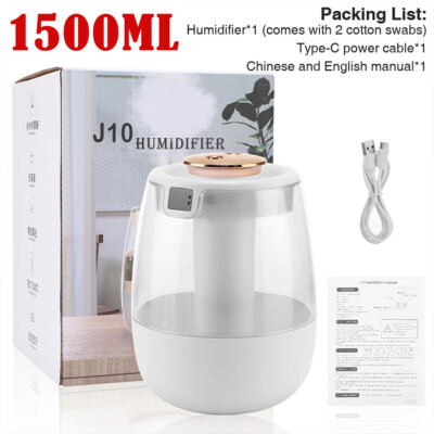 1.5L Cool Mist Humidificadores para Dormitorio Habitación Grande Ultrasonic