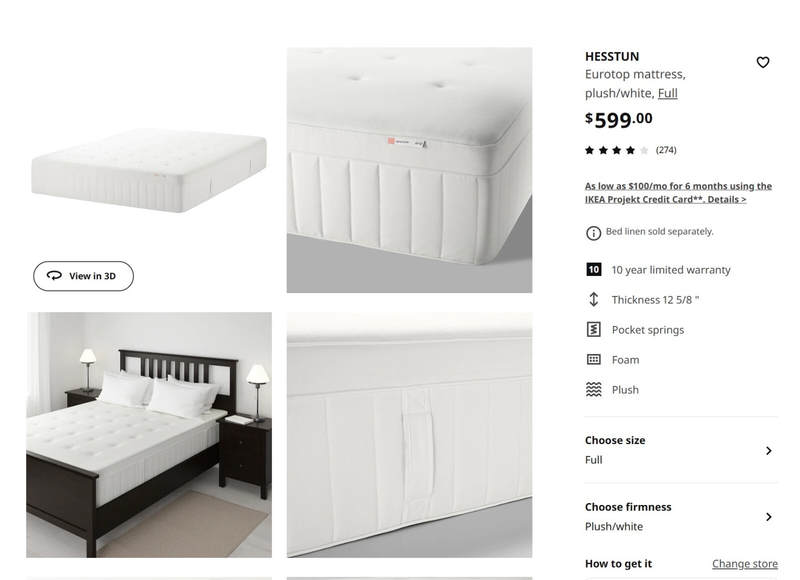 Bed for sale Blackbrown MALM Frame w/ HESSTUN Mattress from IKEA eBay