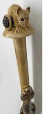 Wooden walking stick hand carved cobra Snake Rat handmade wooden walking cane