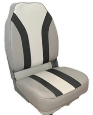 Grey / Charcoal  / White High Back Folding Helm Boat Seat