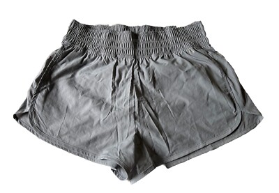 Women s VS PINK Active High Waisted Solid Gray Shorts Pockets ~ Size Large