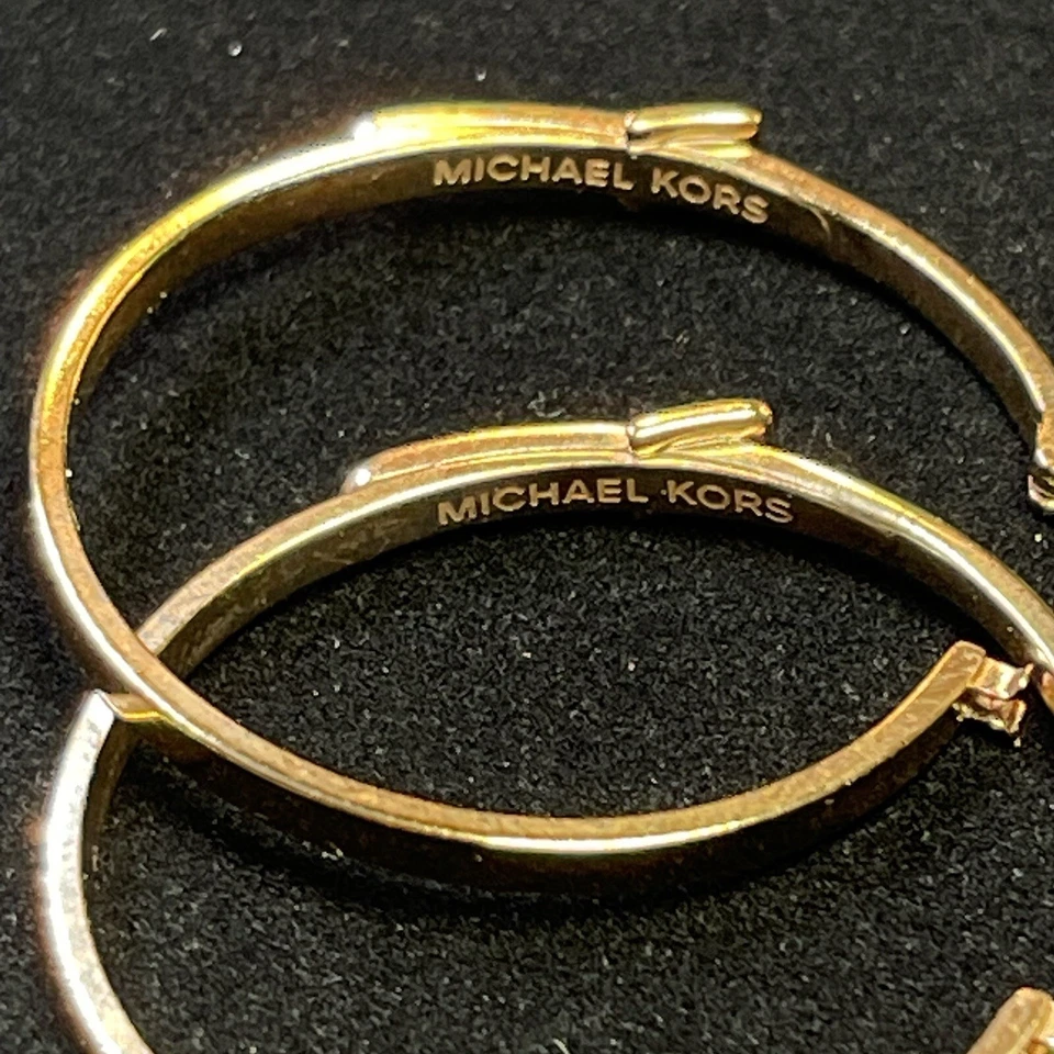 MICHAEL KORS ROSE GOLD BELT BUCKLE STYLE HOOP EARRINGS+LEVERBACK - Image 3 of 4