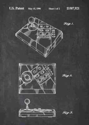 nes advantage joystick Patent Print A4 Vintage