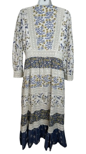 Anthropologie Roberta Midi Dress Floral Prairie Boho Cottagecore Blue White 8 - Picture 15 of 21