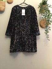 BNWT ZARA MULTICOLOURED SEQUIN MINI DRESS WITH V NECKLINE SIZE S