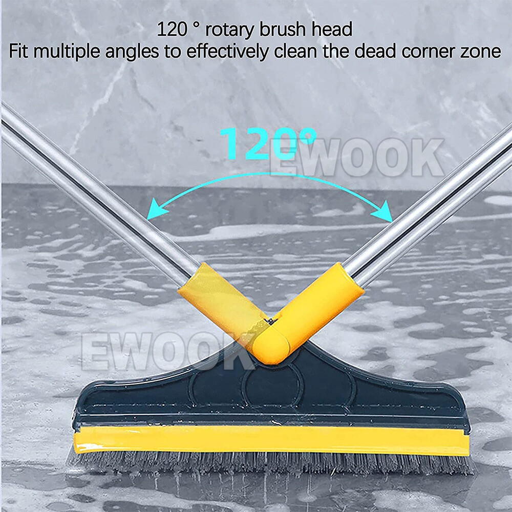 2 in 1 Floor Brush Scrub Brush Bathroom Wiper 120° Rotating Head ...
